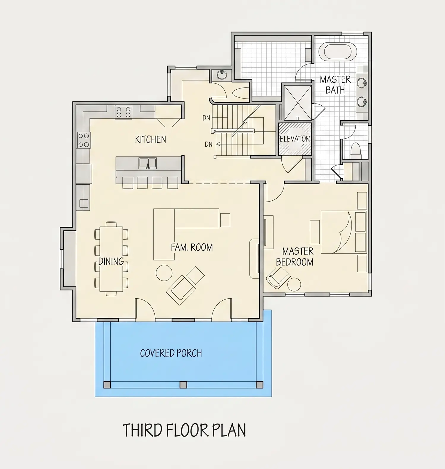 Etaj 2 28 – Proiect de casa cu 2 etaje 473 m²: 5 Dormitoare, 5 Bai, Bucatarie deschisa, Garaj — 67090R