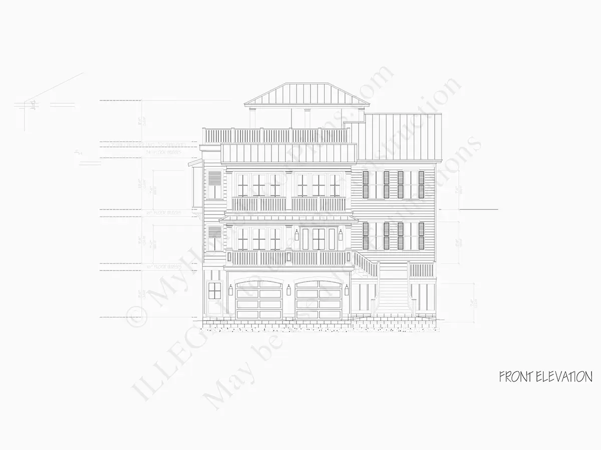 Fațade 22 – Proiect de casa cu 2 etaje 473 m²: 5 Dormitoare, 5 Bai, Bucatarie deschisa, Garaj — 67090R