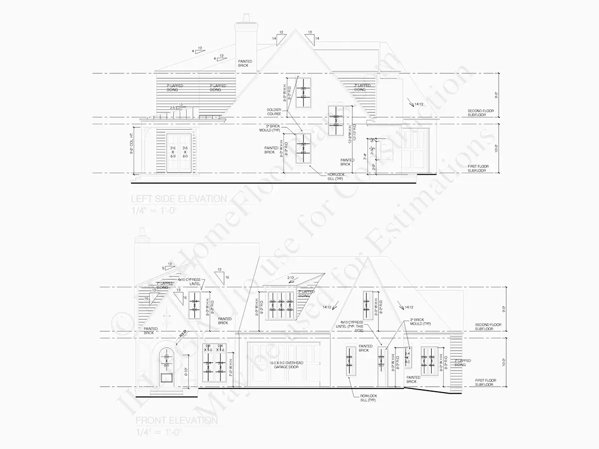 Fațade 5 – Proiect de casa parter cu mansardă 357 m²: 4 Dormitoare, 5 Bai, Bucatarie deschisa, Garaj — 72099R