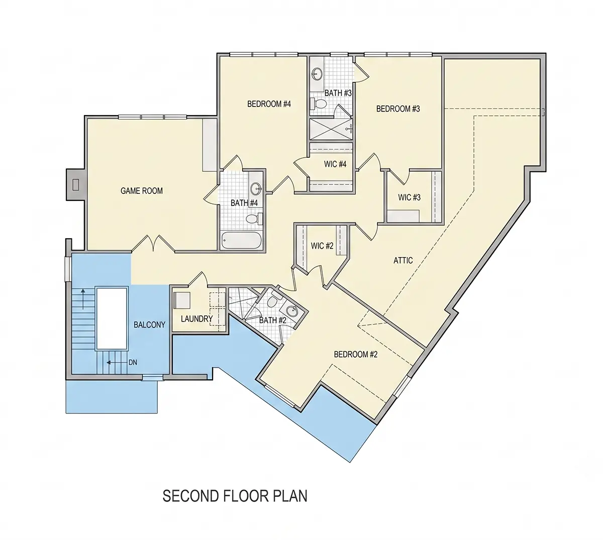 Etaj 1 9 – Proiect de casa parter cu mansardă 357 m²: 4 Dormitoare, 5 Bai, Bucatarie deschisa, Garaj — 72099R