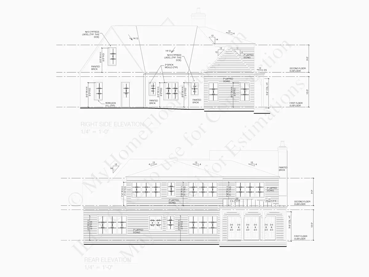 Fațade 6 – Proiect de casa parter cu mansardă 357 m²: 4 Dormitoare, 5 Bai, Bucatarie deschisa, Garaj — 72099R