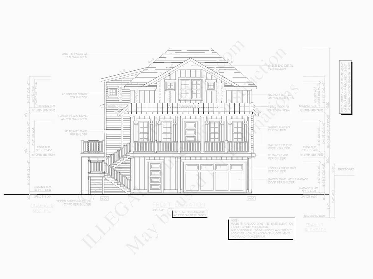 Fațade 5 – Proiect de casa cu 2 etaje 203 m²: 3 Dormitoare, 2 Bai, Bucatarie deschisa, Garaj — 37724R