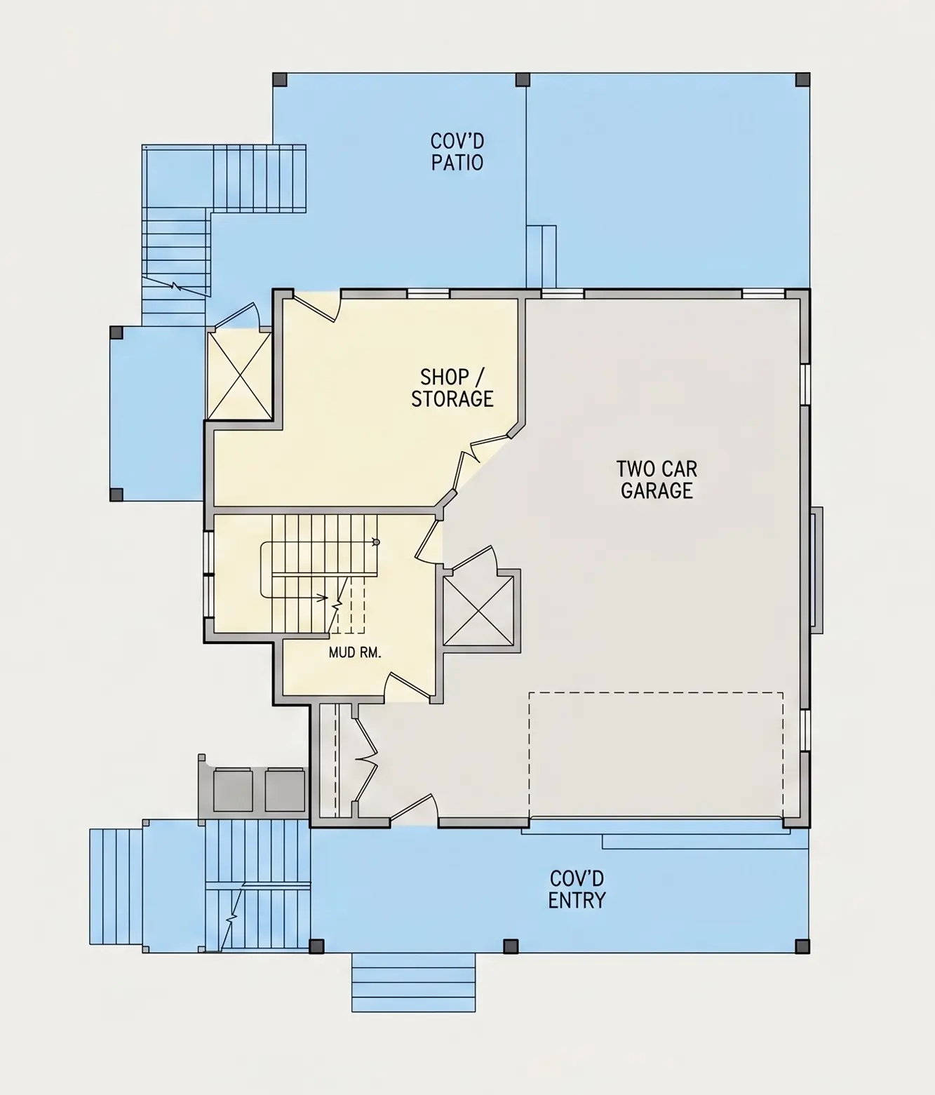 Subsol 9 – Proiect de casa cu 2 etaje 203 m²: 3 Dormitoare, 2 Bai, Bucatarie deschisa, Garaj — 37724R