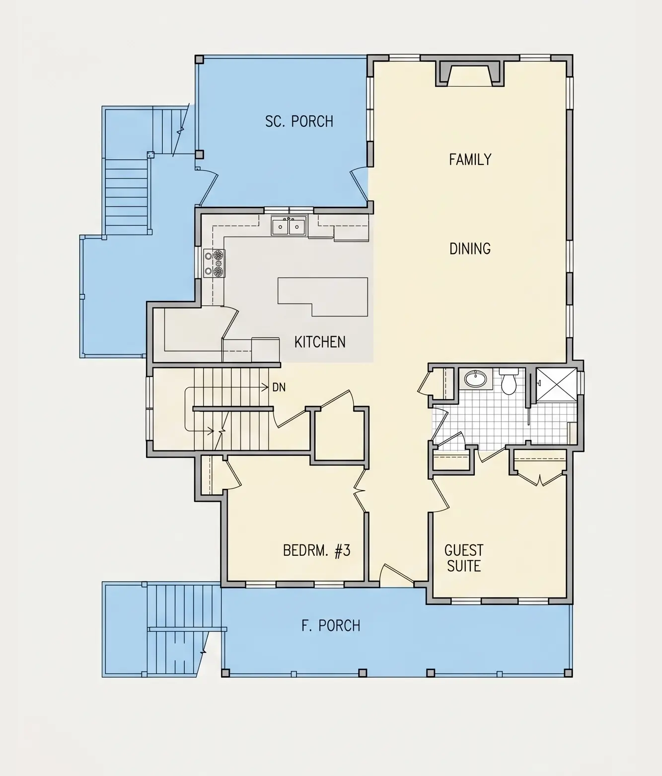 Parter 10 – Proiect de casa cu 2 etaje 203 m²: 3 Dormitoare, 2 Bai, Bucatarie deschisa, Garaj — 37724R