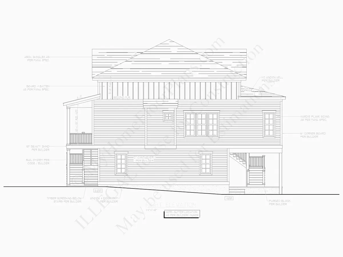 Fațade 7 – Proiect de casa cu 2 etaje 203 m²: 3 Dormitoare, 2 Bai, Bucatarie deschisa, Garaj — 37724R