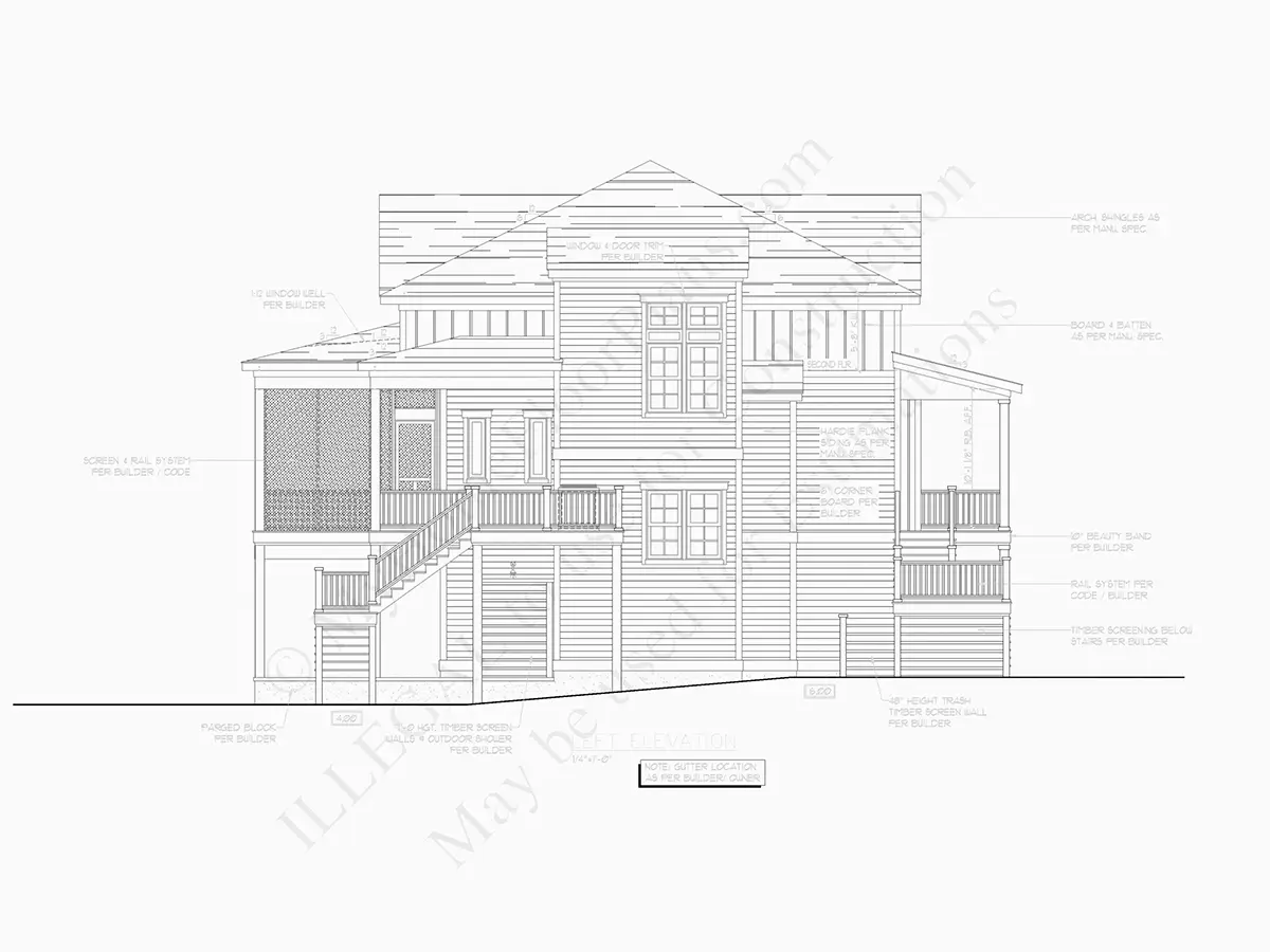 Fațade 8 – Proiect de casa cu 2 etaje 203 m²: 3 Dormitoare, 2 Bai, Bucatarie deschisa, Garaj — 37724R