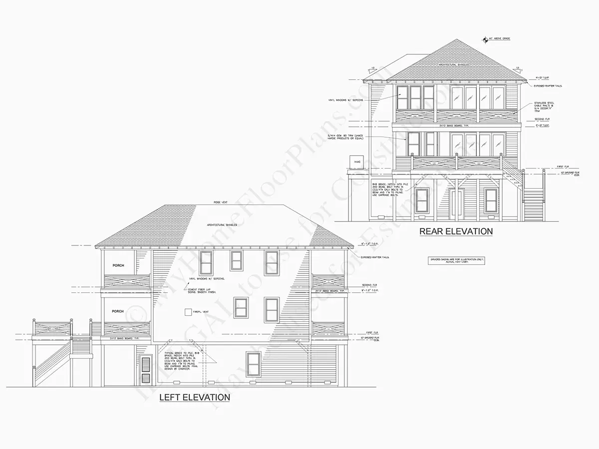 Fațade 10 – Proiect de casa cu 2 etaje 218 m²: 4 Dormitoare, 4 Bai, Bucatarie deschisa, Garaj — 46204R