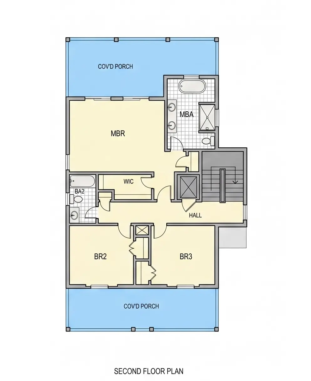 Etaj 1 13 – Proiect de casa cu 2 etaje 218 m²: 4 Dormitoare, 4 Bai, Bucatarie deschisa, Garaj — 46204R