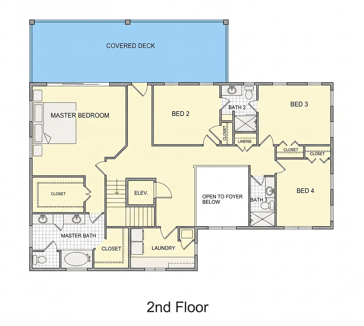 Etaj 1 11 – Proiect de casa cu 2 etaje 378 m²: 5 Dormitoare, Birou, 6 Bai, Bucatarie deschisa, Garaj — 11942R