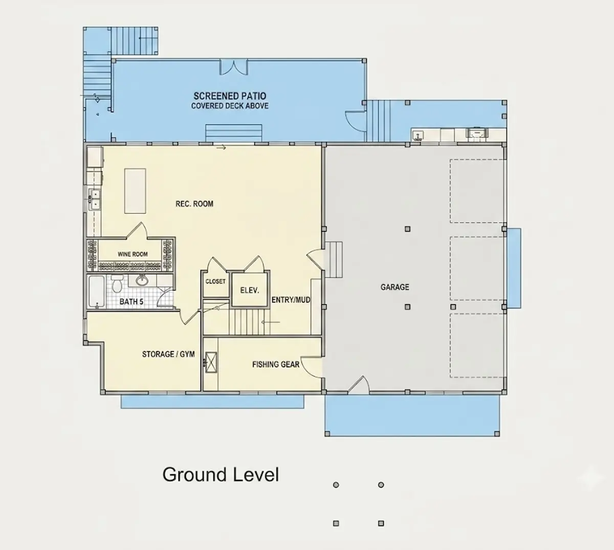 Subsol 9 – Proiect de casa cu 2 etaje 378 m²: 5 Dormitoare, Birou, 6 Bai, Bucatarie deschisa, Garaj — 11942R