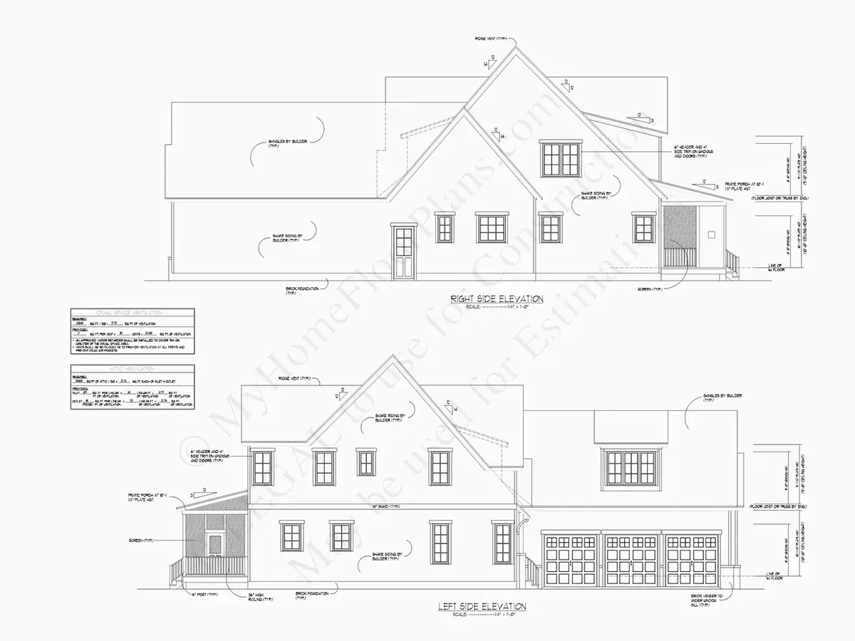 Fațade 20 – Proiect de casa parter cu mansardă 425 m²: 4 Dormitoare, 4 Bai, Bucatarie deschisa, Garaj — 73643R