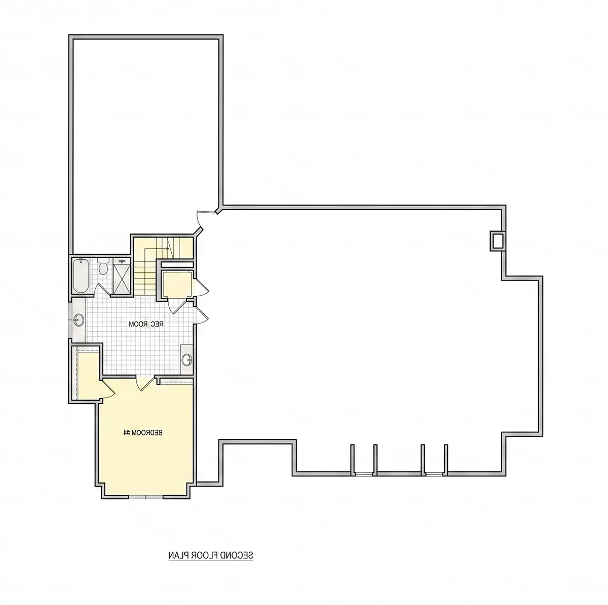 Etaj 1 13 – Proiect de casa parter cu mansardă 317 m²: 4 Dormitoare, Birou, 4 Bai, Bucatarie deschisa, Garaj — 29008R