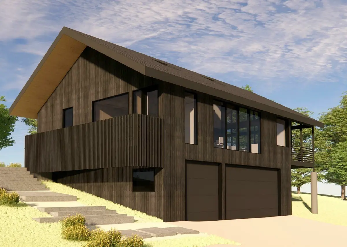 Imagini principale 3 – Proiect de casa cu etaj 113 m²: 2 Dormitoare, 2 Bai, Bucatarie deschisa, Garaj — 65832R