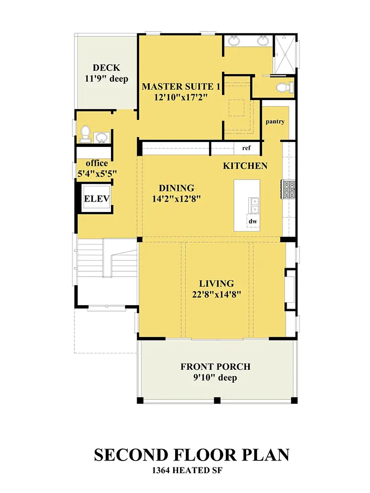 Etaj 1 12 – Proiect de casa cu 2 etaje 300 m²: 5 Dormitoare, 5 Bai, Bucatarie deschisa, Garaj — 57154R