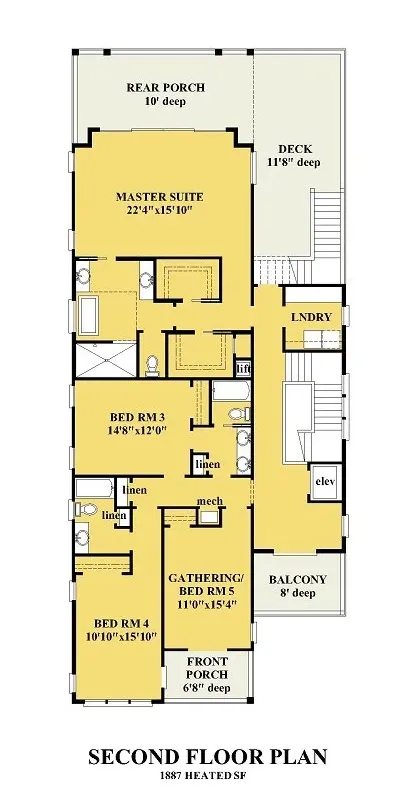 Etaj 1 9 – Proiect de casa cu 2 etaje 383 m²: 5 Dormitoare, 5 Bai, Bucatarie deschisa, Garaj — 26386R