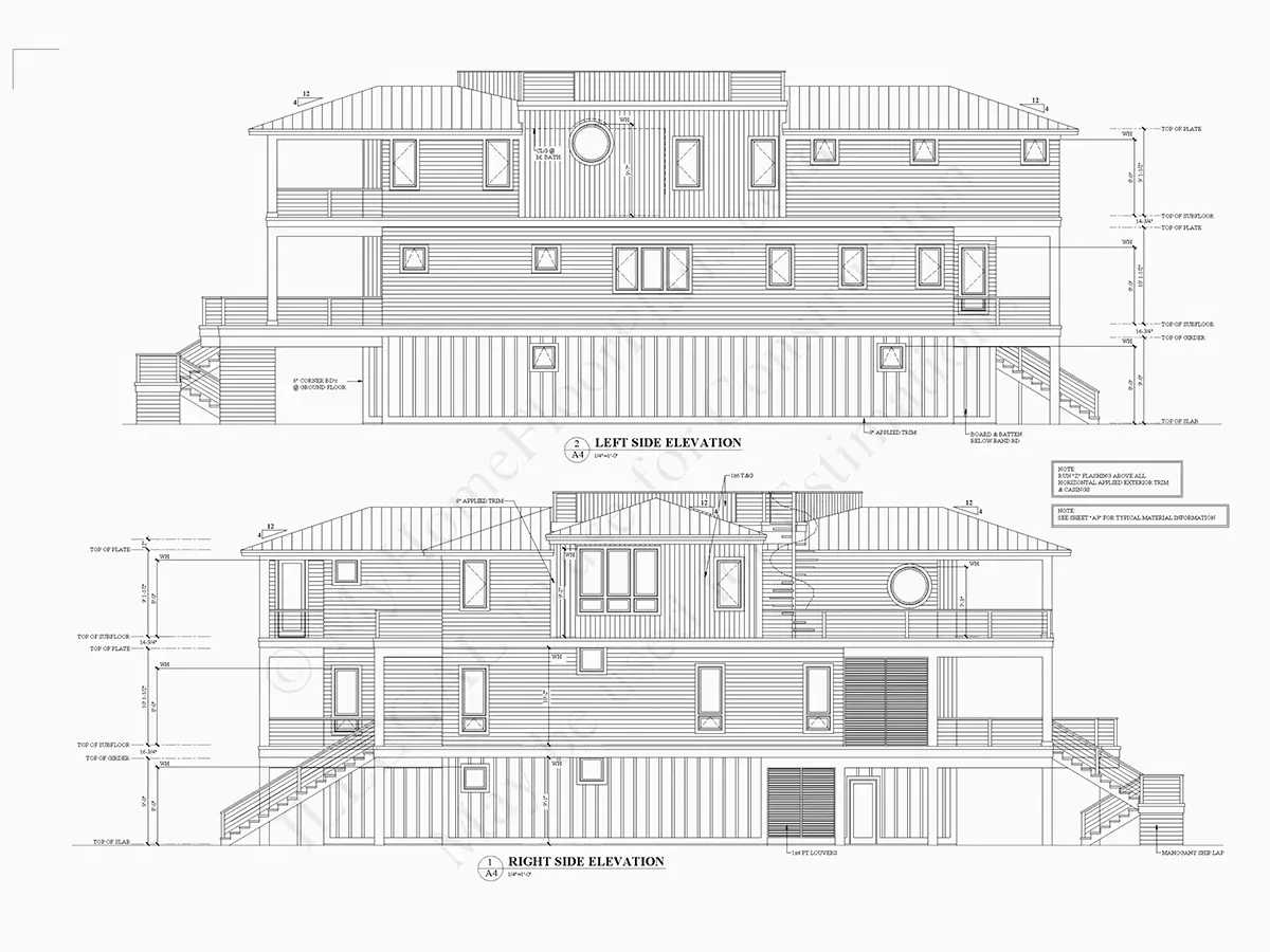 Fațade 5 – Proiect de casa cu 2 etaje 383 m²: 5 Dormitoare, 5 Bai, Bucatarie deschisa, Garaj — 26386R