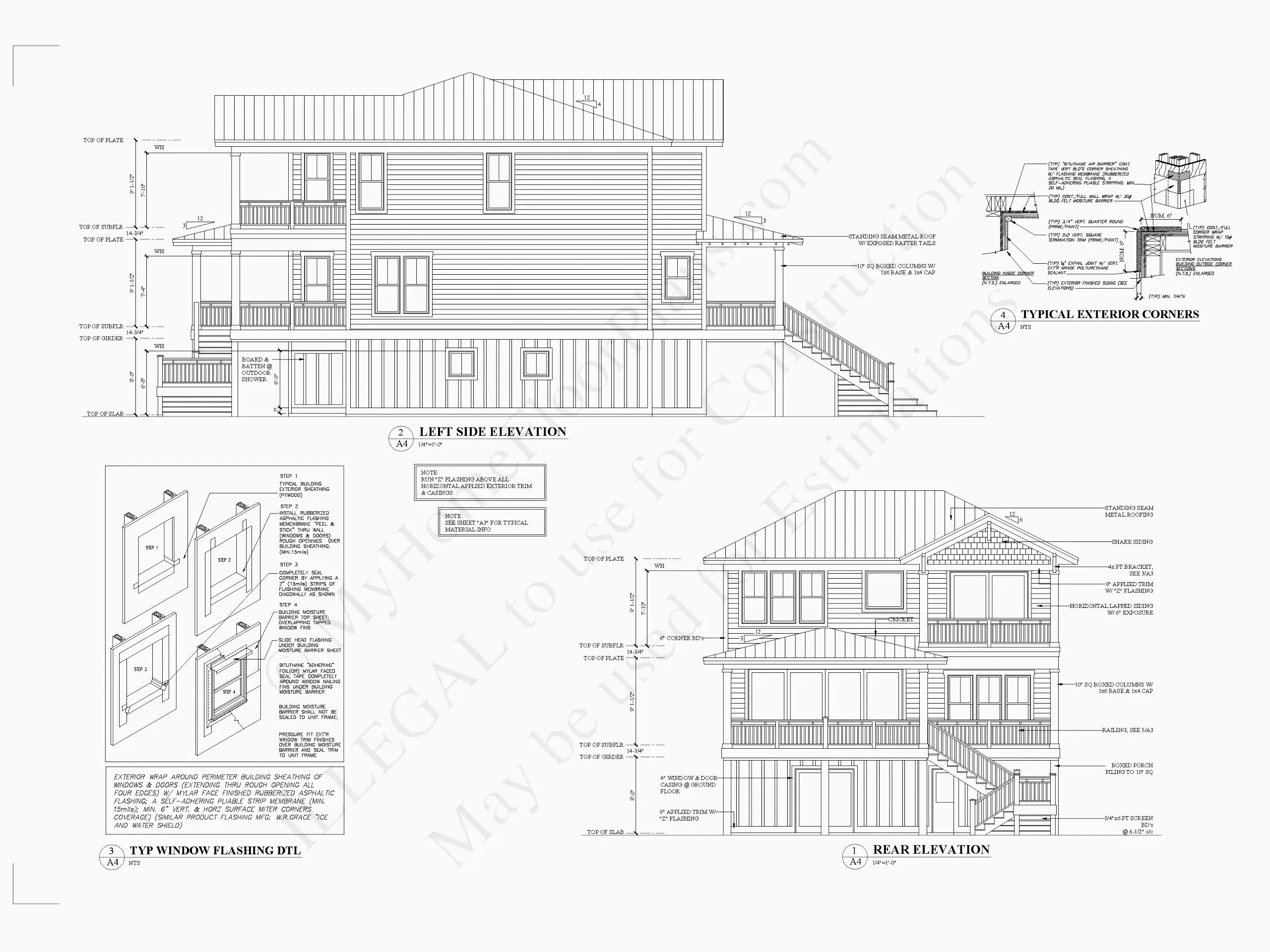Fațade 5 – Proiect de casa cu 2 etaje 318 m²: 4 Dormitoare, 4 Bai, Bucatarie deschisa, Garaj — 35755R