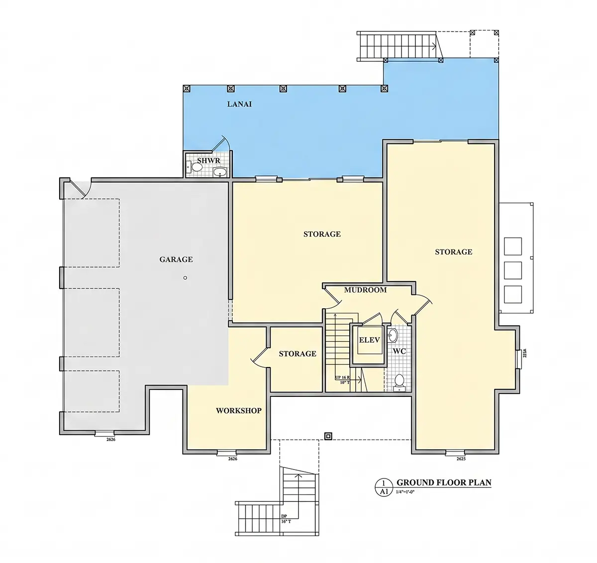 Subsol 9 – Proiect de casa cu 2 etaje 377 m²: 4 Dormitoare, Birou, 5 Bai, Garaj — 89611R