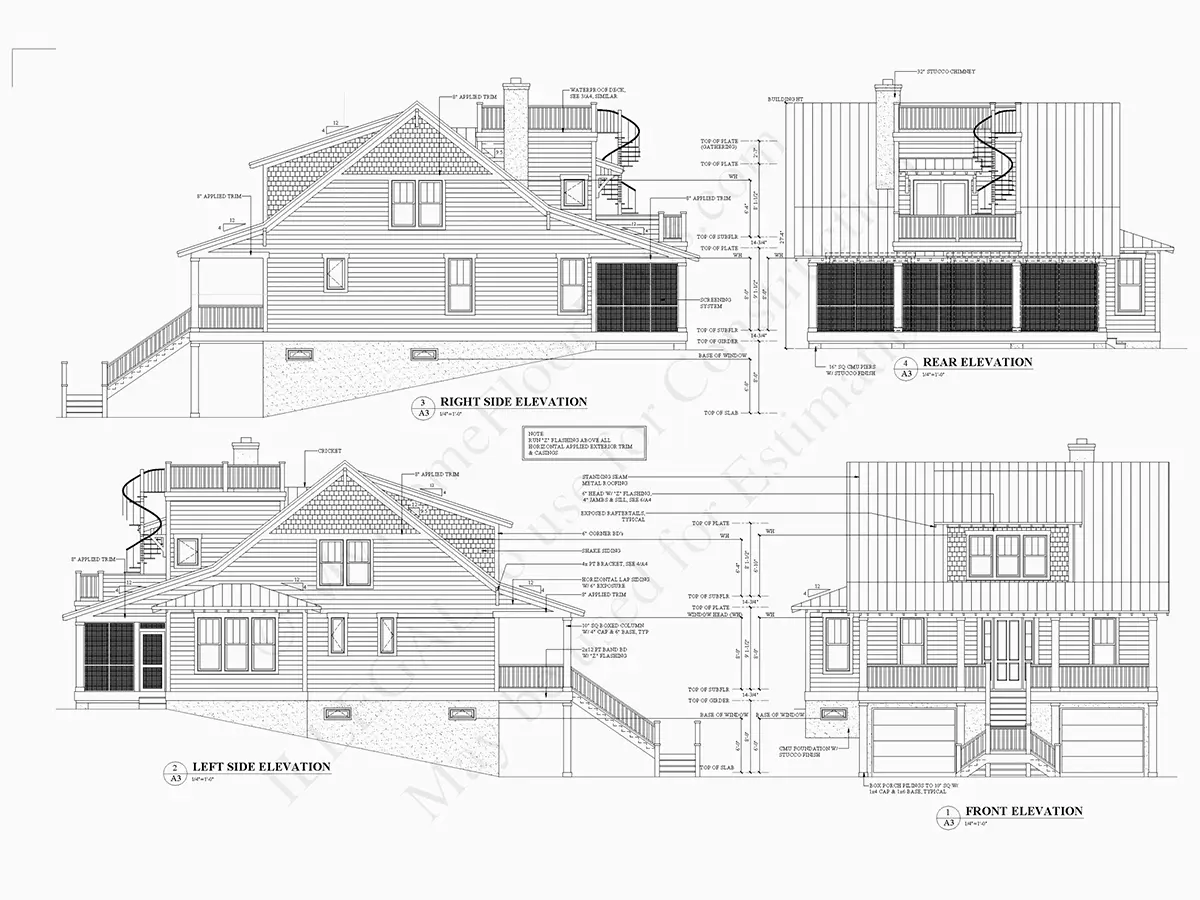 Fațade 6 – Proiect de casa cu 2 etaje 206 m²: 4 Dormitoare, 3 Bai, Bucatarie deschisa, Garaj — 22659R