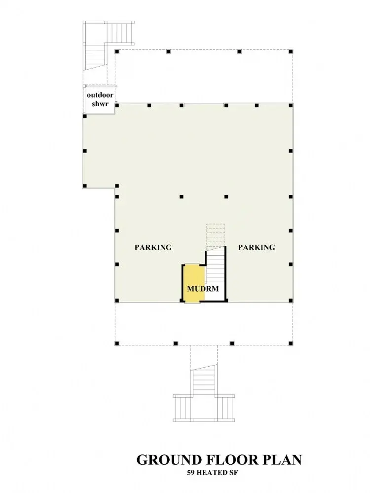 Subsol 7 – Proiect de casa cu 2 etaje 206 m²: 4 Dormitoare, 3 Bai, Bucatarie deschisa, Garaj — 22659R