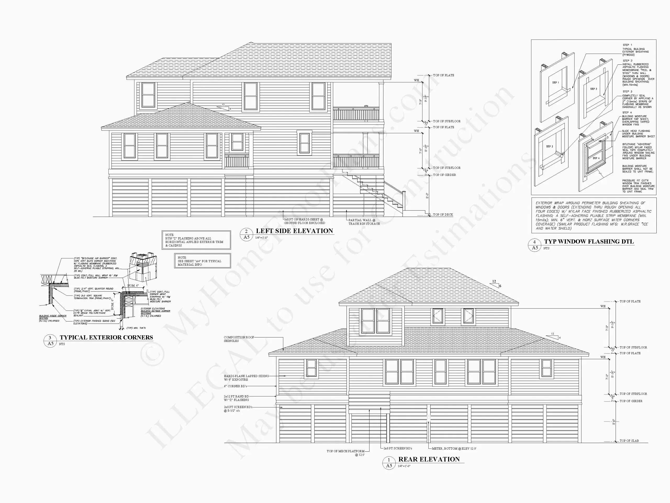 Fațade 6 – Proiect de casa cu 2 etaje 273 m²: 5 Dormitoare, Birou, 5 Bai, Bucatarie deschisa, Garaj — 98339R