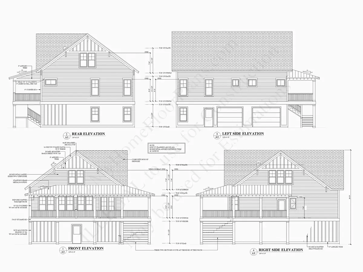 Fațade 7 – Proiect de casa cu 2 etaje 190 m²: 3 Dormitoare, 3 Bai, Bucatarie deschisa, Garaj — 43809R