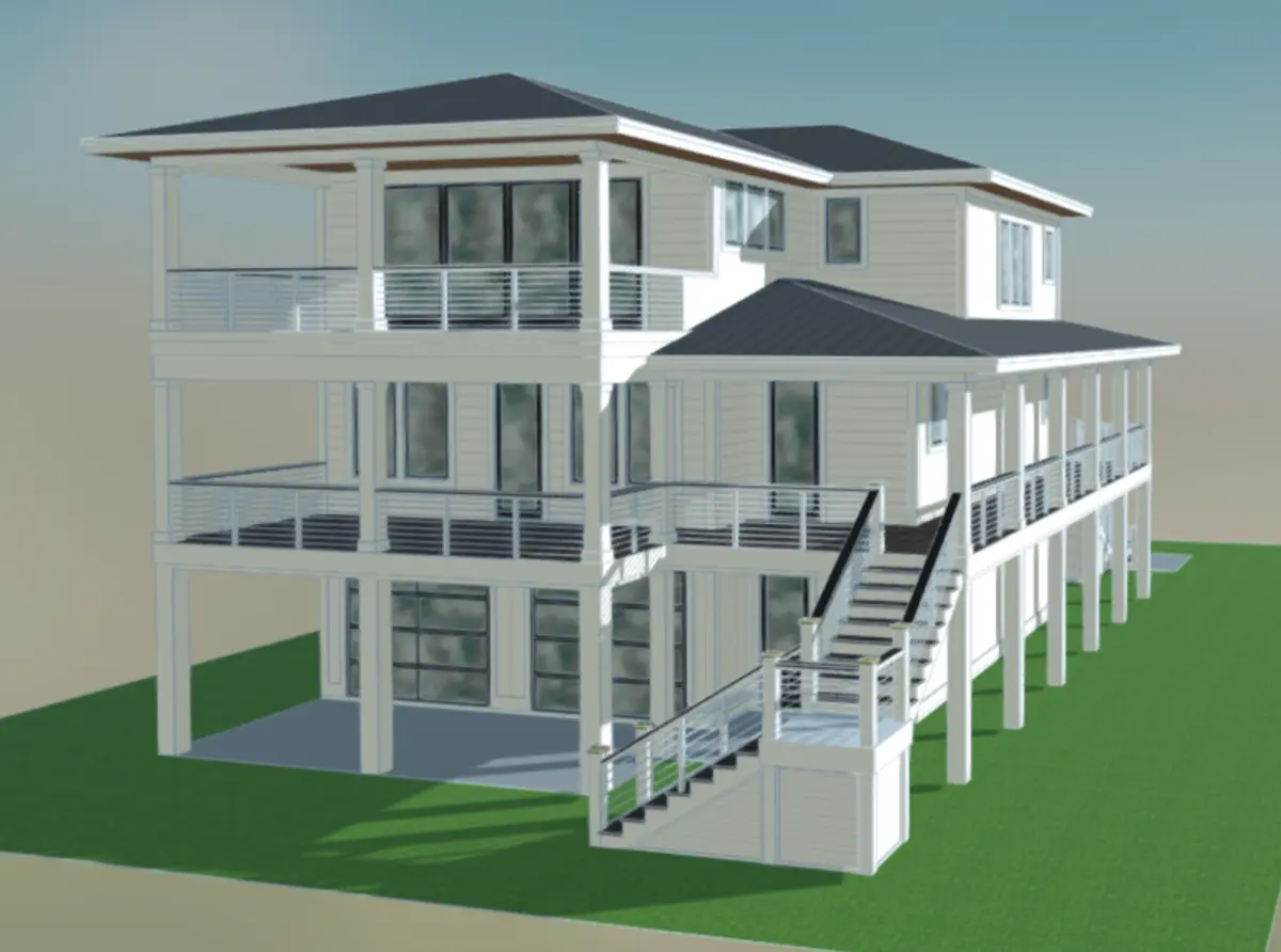 Imagini principale 7 – Proiect de casa cu 2 etaje 279 m²: 4 Dormitoare, Birou, 5 Bai, Bucatarie deschisa, Garaj — 21358R