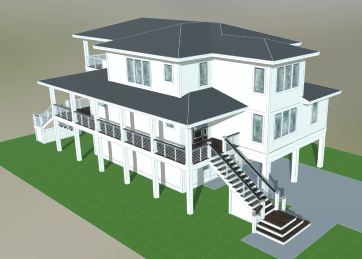 Imagini principale 6 – Proiect de casa cu 2 etaje 279 m²: 4 Dormitoare, Birou, 5 Bai, Bucatarie deschisa, Garaj — 21358R
