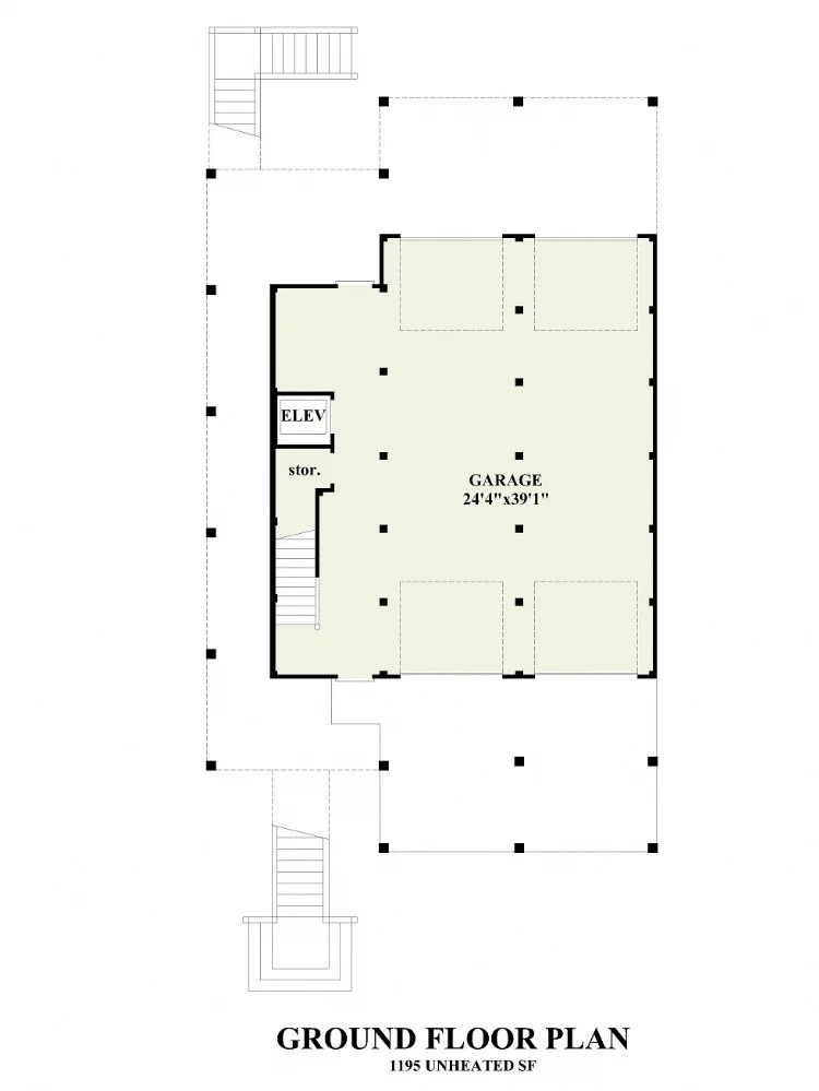 Subsol 13 – Proiect de casa cu 2 etaje 279 m²: 4 Dormitoare, Birou, 5 Bai, Bucatarie deschisa, Garaj — 21358R