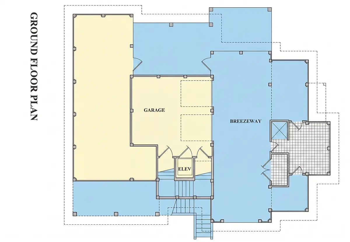 Subsol 18 – Proiect de casa cu 2 etaje 301 m²: 4 Dormitoare, 4 Bai, Bucatarie deschisa, Garaj — 87724R