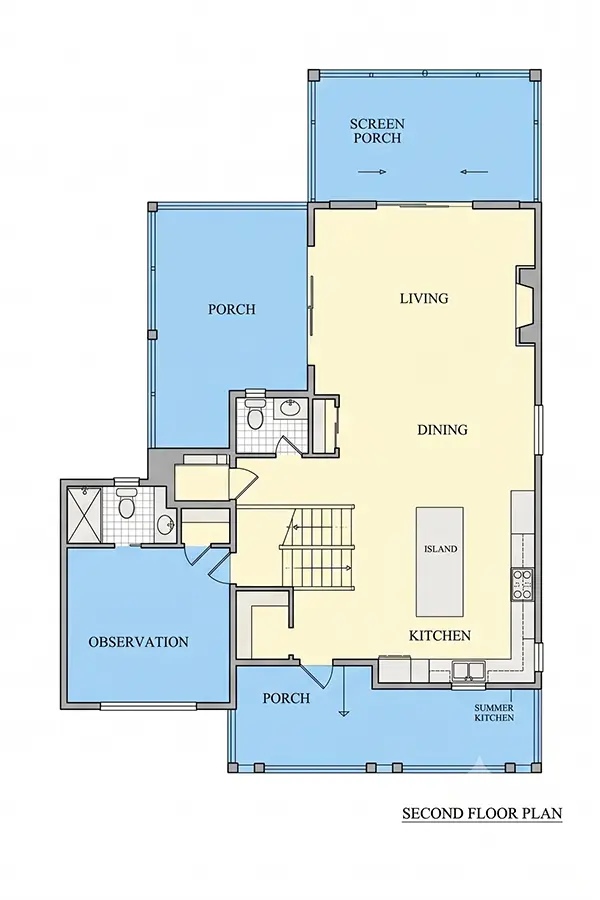 Etaj 1 10 – Proiect de casa cu 2 etaje 256 m²: 3 Dormitoare, 5 Bai, Bucatarie deschisa, Garaj — 44310R