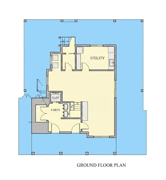 Subsol 8 – Proiect de casa cu 2 etaje 256 m²: 3 Dormitoare, 5 Bai, Bucatarie deschisa, Garaj — 44310R