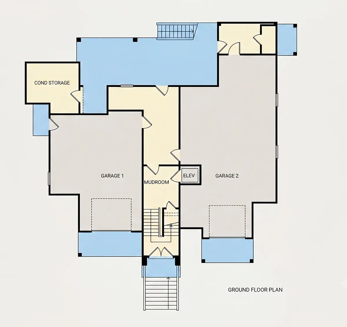 Subsol 7 – Proiect de casa cu 2 etaje 382 m²: 4 Dormitoare, Birou, 4 Bai, Bucatarie deschisa, Garaj — 24376R