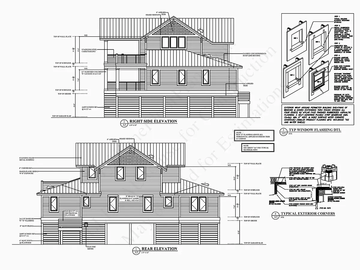 Fațade 5 – Proiect de casa cu 2 etaje 275 m²: 3 Dormitoare, 3 Bai, Bucatarie deschisa, Garaj — 92647R
