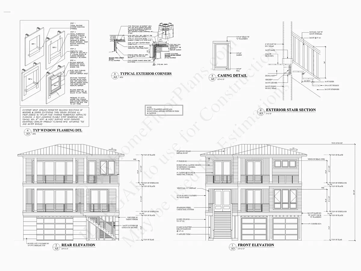 Fațade 27 – Proiect de casa cu 2 etaje 446 m²: 5 Dormitoare, Birou, 6 Bai, Bucatarie deschisa, Garaj — 96183R