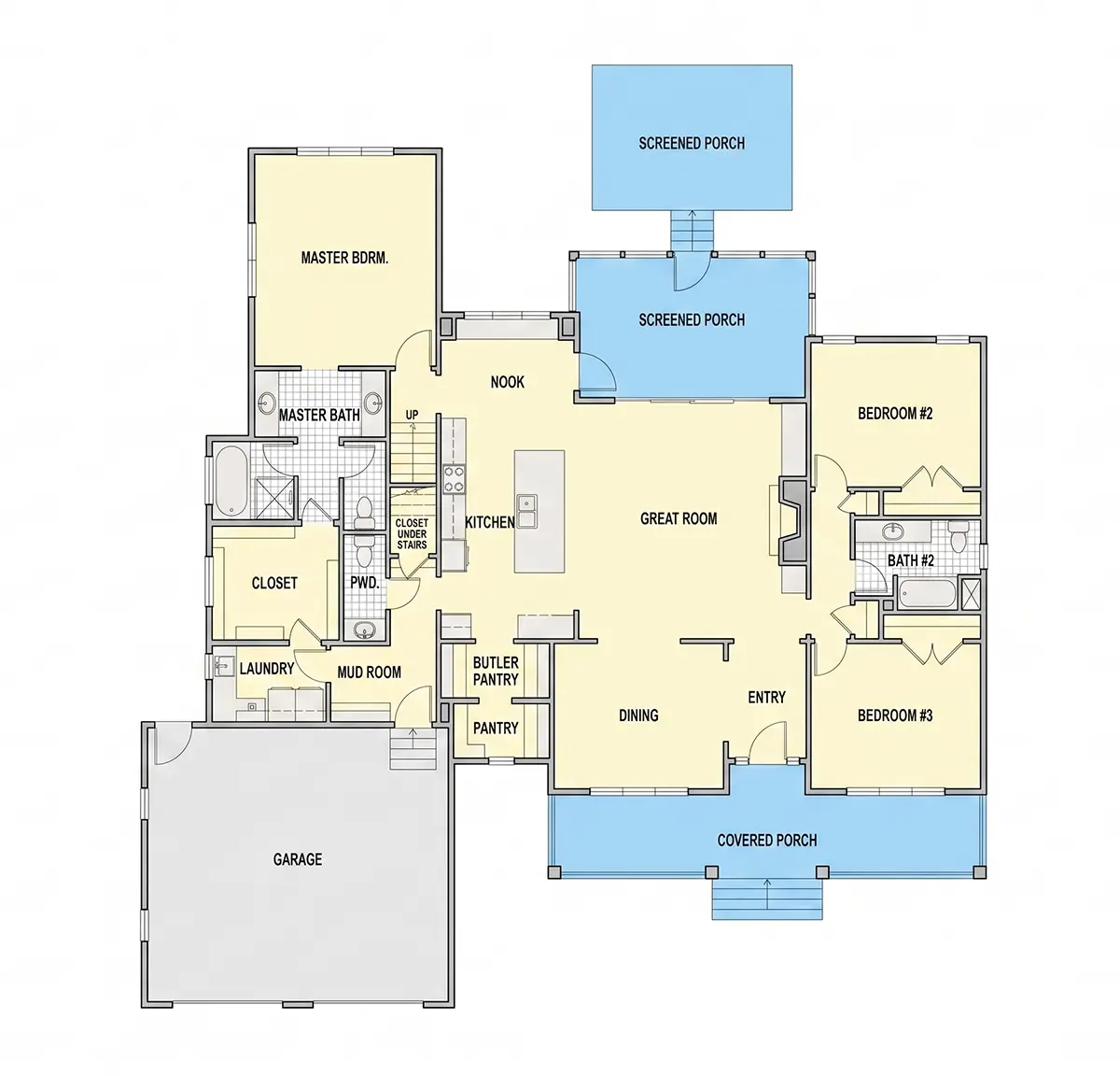 Parter 12 – Proiect de casa parter cu mansardă 271 m²: 3 Dormitoare, 4 Bai, Bucatarie deschisa, Garaj — 35545R