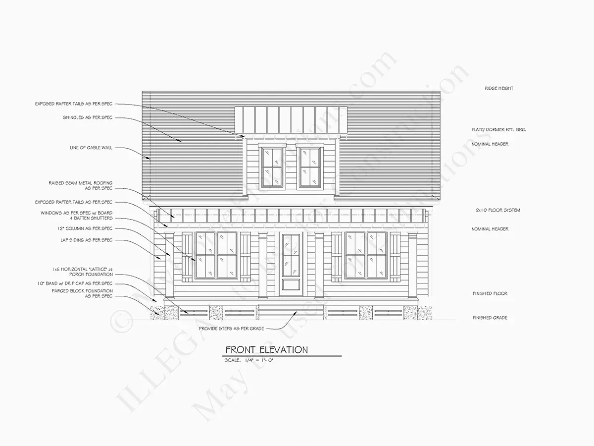 Fațade 7 – Proiect de casa cu etaj 262 m²: 3 Dormitoare, 4 Bai, Garaj — 65692R