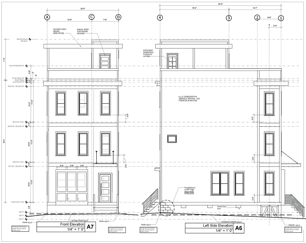 Fațade 5 – Proiect de casa cu 2 etaje 200 m²: 3 Dormitoare, Birou, 3 Bai, Bucatarie deschisa, fara Garaj — 94090R