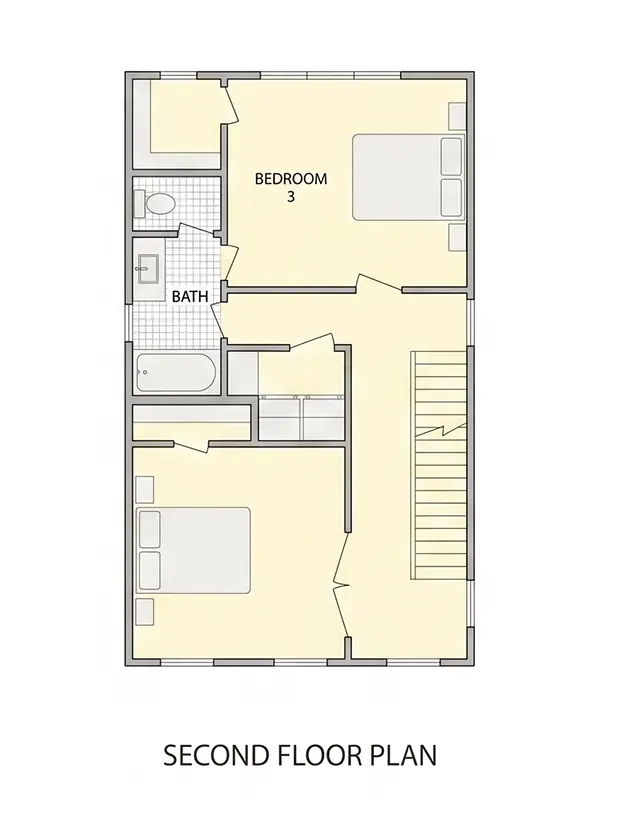 Etaj 1 10 – Proiect de casa cu 2 etaje 209 m²: 3 Dormitoare, Birou, 4 Bai, Bucatarie deschisa, fara Garaj — 24064R
