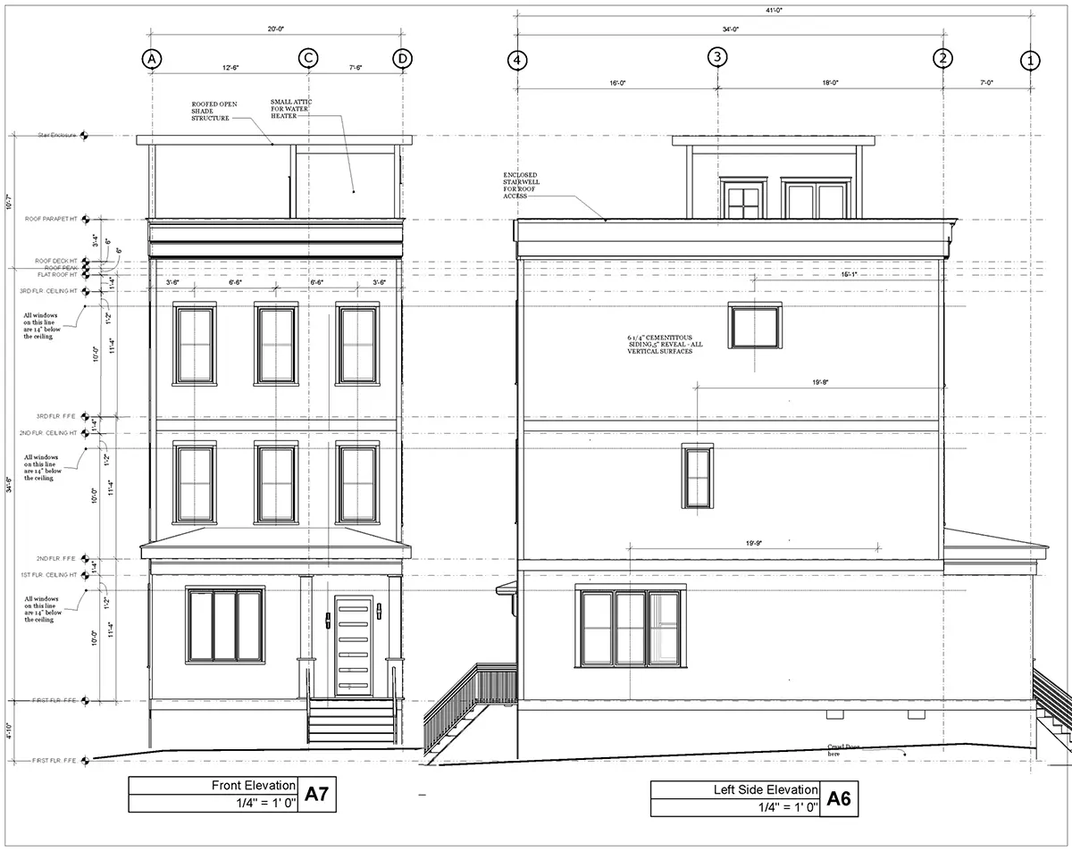 Fațade 7 – Proiect de casa cu 2 etaje 209 m²: 3 Dormitoare, Birou, 4 Bai, Bucatarie deschisa, fara Garaj — 24064R