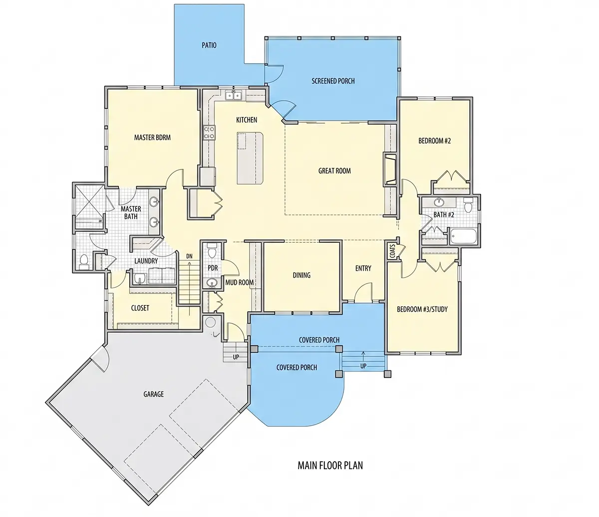Parter 16 – Proiect de casa parter cu mansardă 302 m²: 4 Dormitoare, 4 Bai, Bucatarie deschisa, Garaj — 65567R