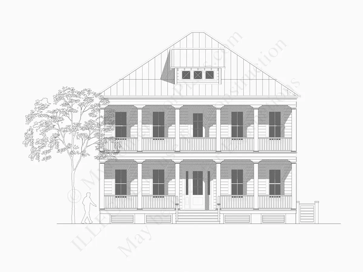 Fațade 6 – Proiect de casa cu etaj 384 m²: 3 Dormitoare, 4 Bai, Garaj — 61518R