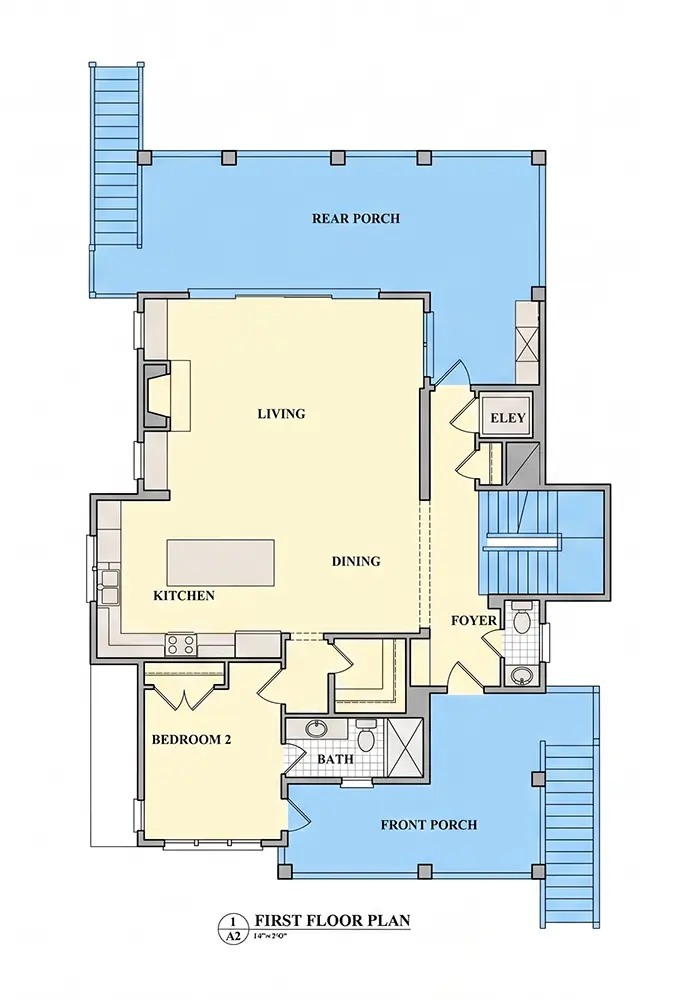 Parter 9 – Proiect de casa cu 2 etaje 430 m²: 4 Dormitoare, Birou, 5 Bai, Bucatarie deschisa, Garaj — 49560R