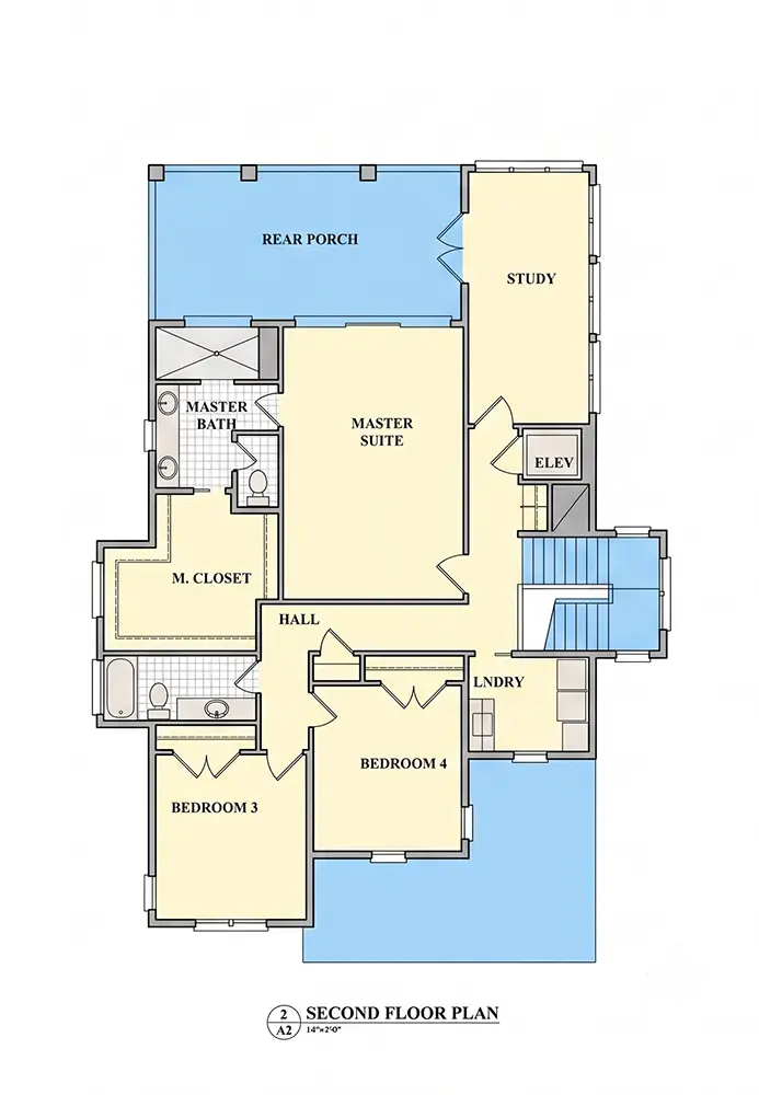Etaj 1 10 – Proiect de casa cu 2 etaje 430 m²: 4 Dormitoare, Birou, 5 Bai, Bucatarie deschisa, Garaj — 49560R