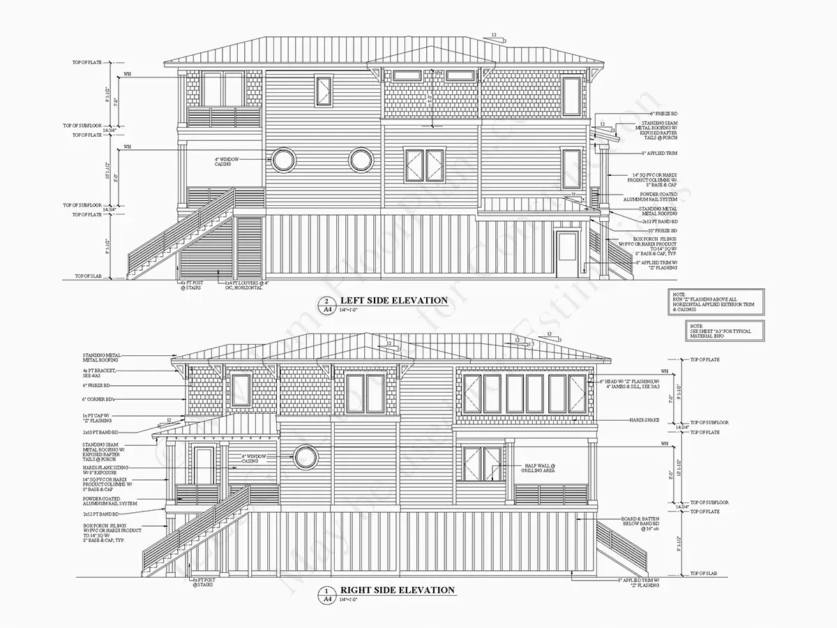 Fațade 7 – Proiect de casa cu 2 etaje 430 m²: 4 Dormitoare, Birou, 5 Bai, Bucatarie deschisa, Garaj — 49560R