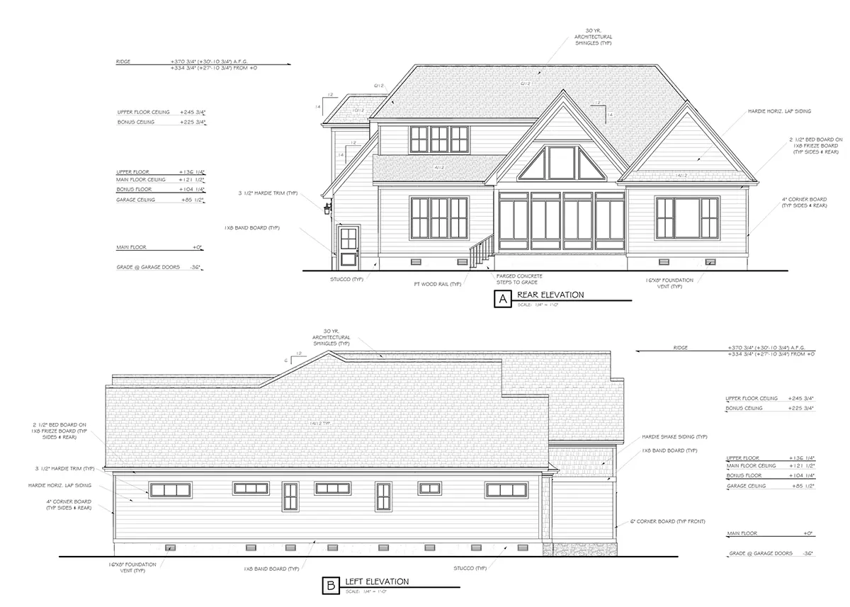 Fațade 22 – Proiect de casa parter cu mansardă 304 m²: 3 Dormitoare, Birou, 4 Bai, Bucatarie deschisa, Garaj — 17048R