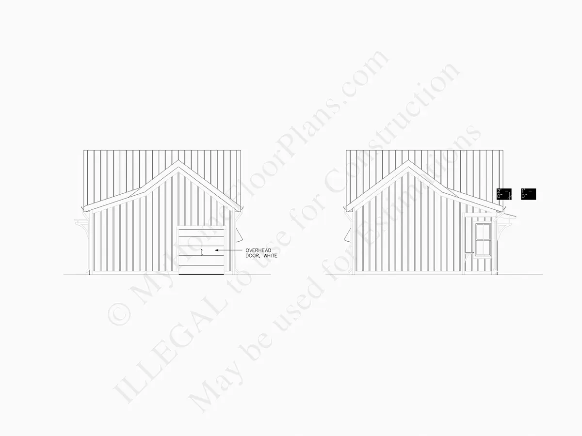 Fațade 6 – Proiect de casa parter 109 m²: 1 Dormitoare, 1 Bai, Bucatarie deschisa, Garaj — 82483R