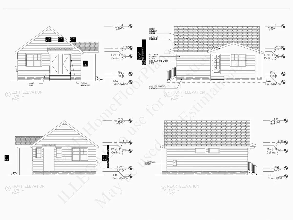 Fațade 5 – Proiect de casa parter 70 m²: 2 Dormitoare, 2 Bai, Bucatarie deschisa, fara Garaj — 10449R