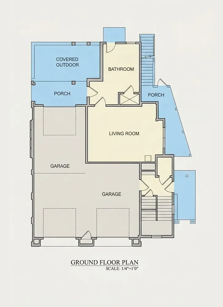 Subsol 8 – Proiect de casa cu 2 etaje 282 m²: 3 Dormitoare, Birou, 5 Bai, Bucatarie deschisa, Garaj — 55837R