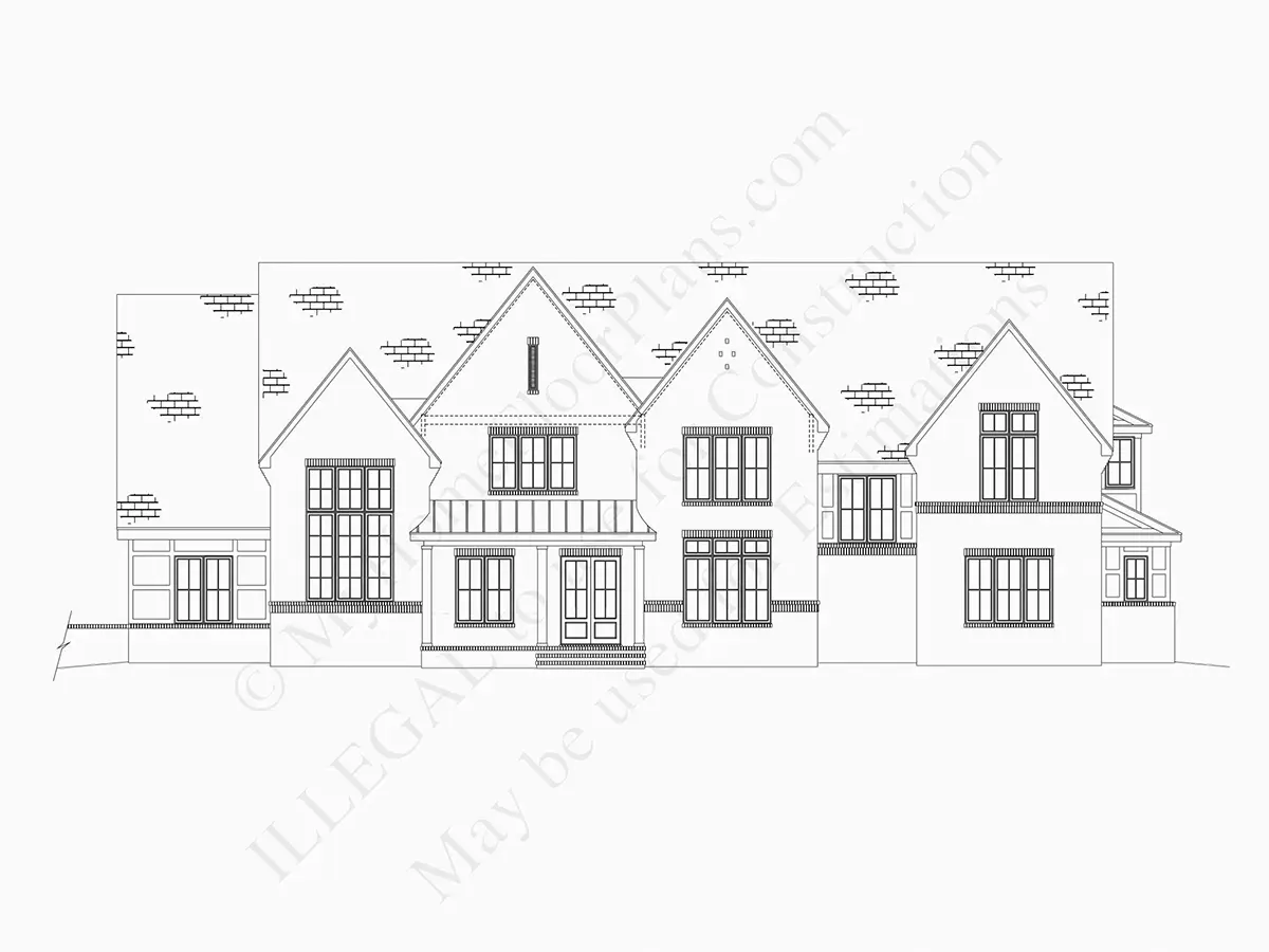 Fațade 5 – Proiect de casa cu etaj + demisol 632 m²: 5 Dormitoare, Birou, 6 Bai, Bucatarie deschisa, Garaj — 85765R